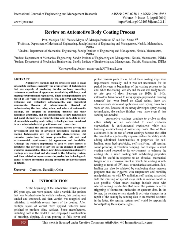 Review On Automotive Body Coating Process | PDF | Paint | Corrosion