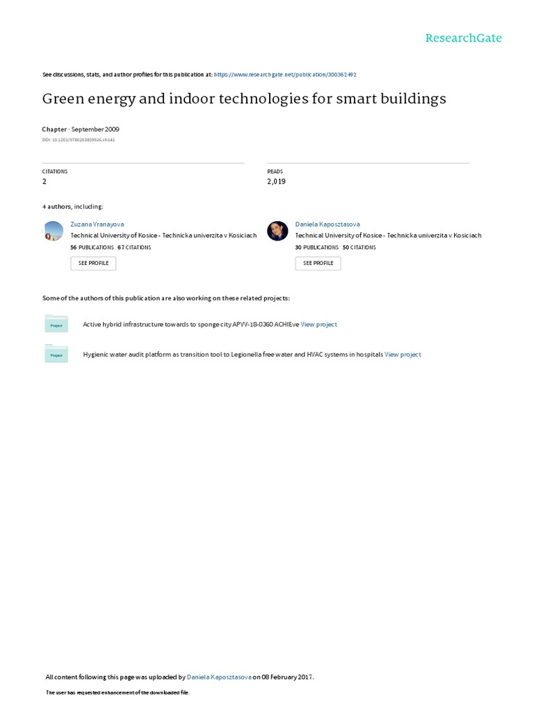 Green Energy and Indoor Technologies For Smart Buildings: September ...