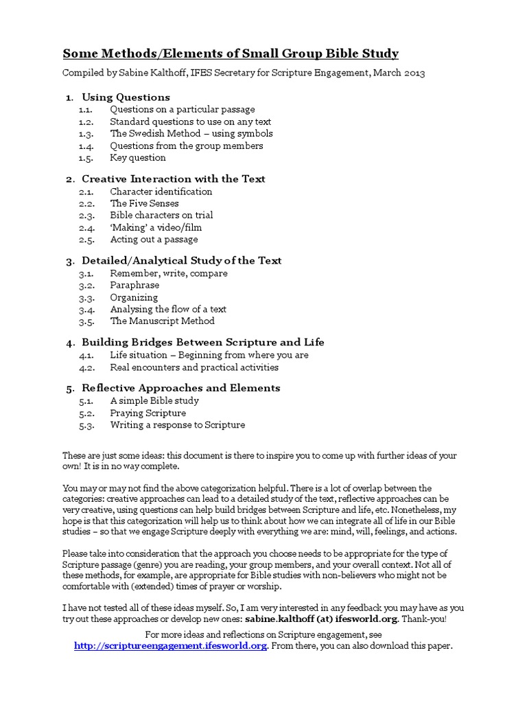 Small Group Bible Study Methods | PDF | Prayer | Chapters And Verses Of The Bible