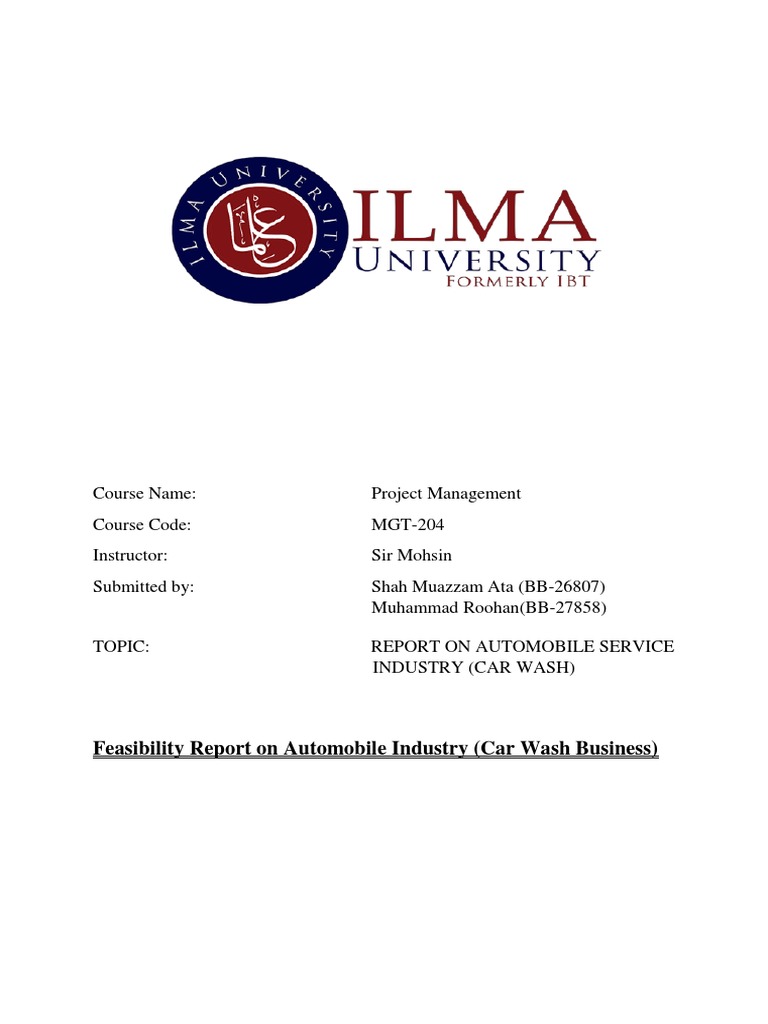 Feasibility Report On Automobile Industry (Car Wash Business) PDF