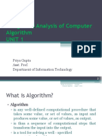 Design and Analysis of Computer Algorithm Unit 1: Priya Gupta Asst. Prof. Department of Information Technology