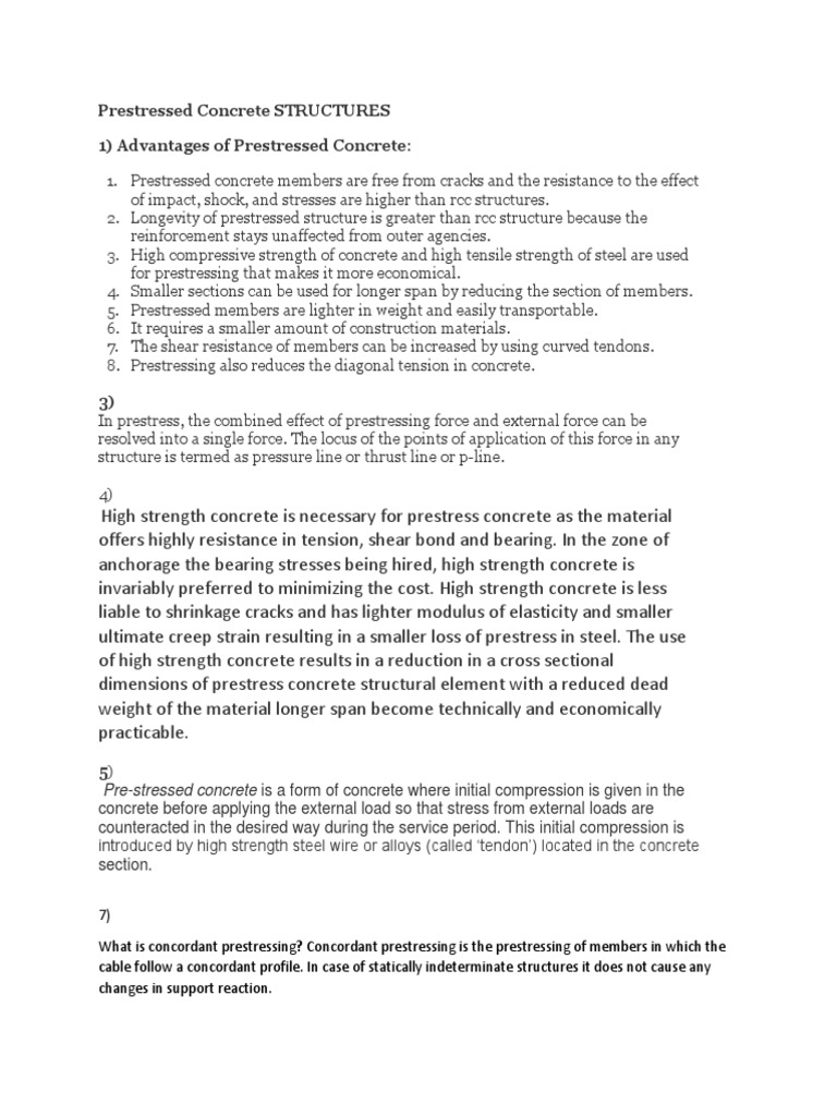 Advantages of Prestressed Concrete | PDF | Prestressed Concrete ...