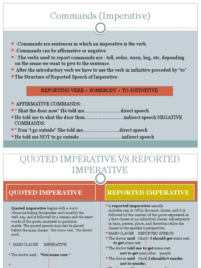 Reported Speech Imperative Syntax Semantics