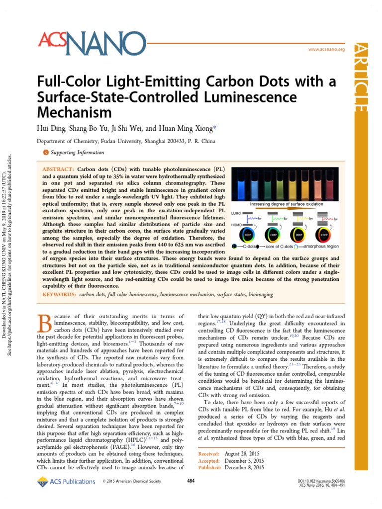 Full-Color Light-Emitting Carbon Dots With A Surface-State-Controlled ...