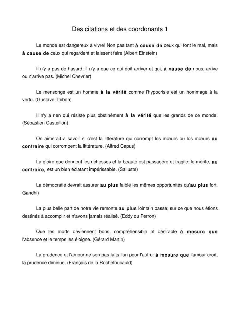 Des Citations Et Des Coordonants 1