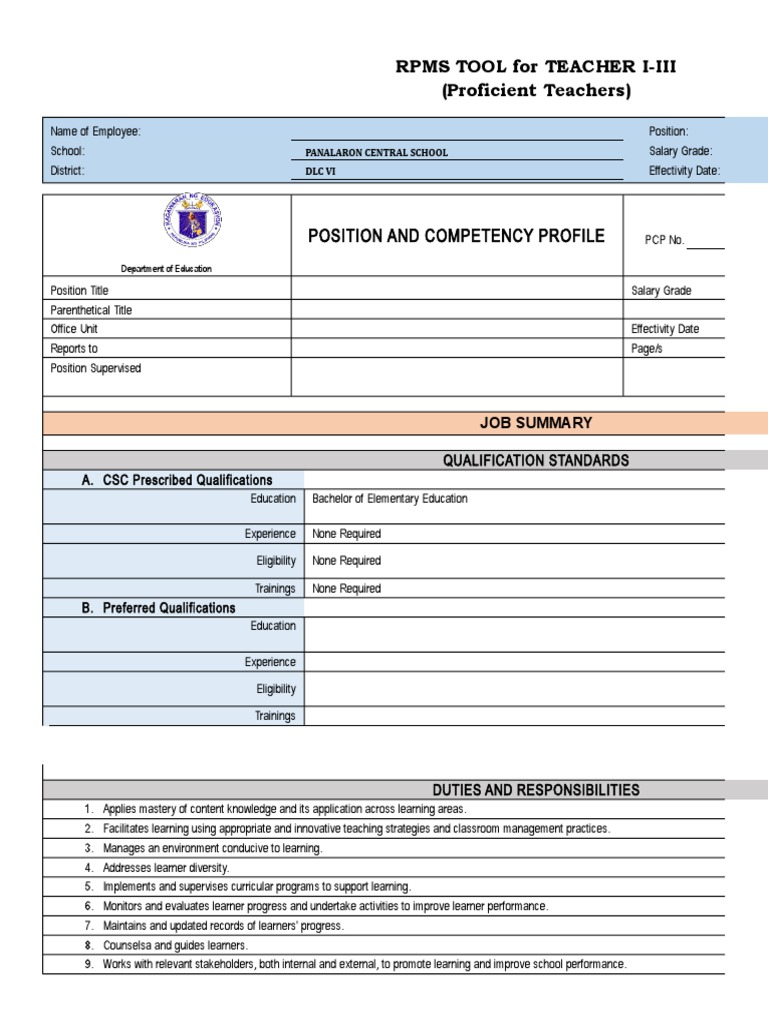 RPMS Tool for Teacher I-III Evaluation | PDF | Differentiated ...