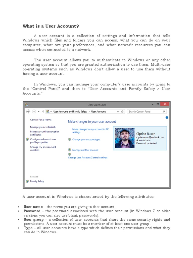 Understanding User Accounts in Windows | PDF | Computer File | Superuser