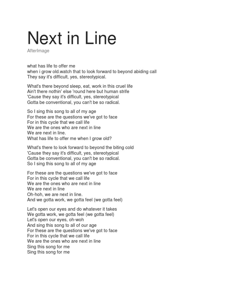 Next in Line | PDF | Feeling | Love