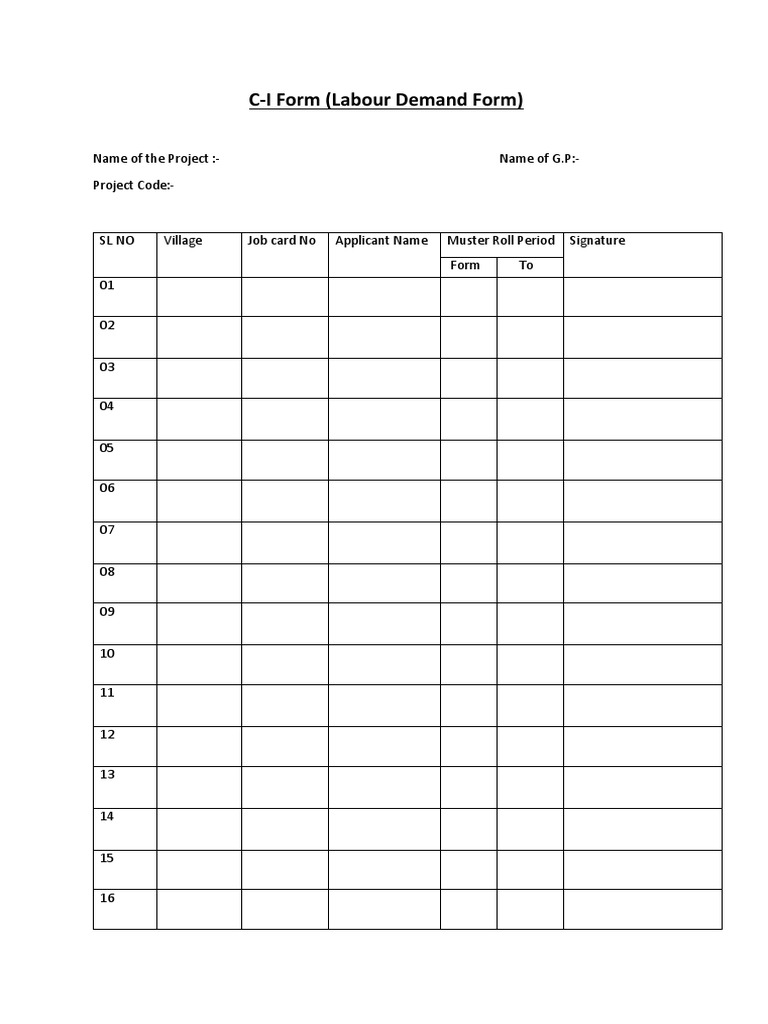 Labour Demand Form (C-I Form) | PDF | Computing And Information ...