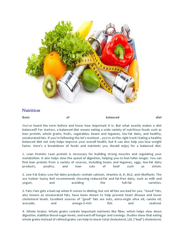 Nutrition: Basic of Balanced Diet | PDF | Whole Grain | Dietary Fiber