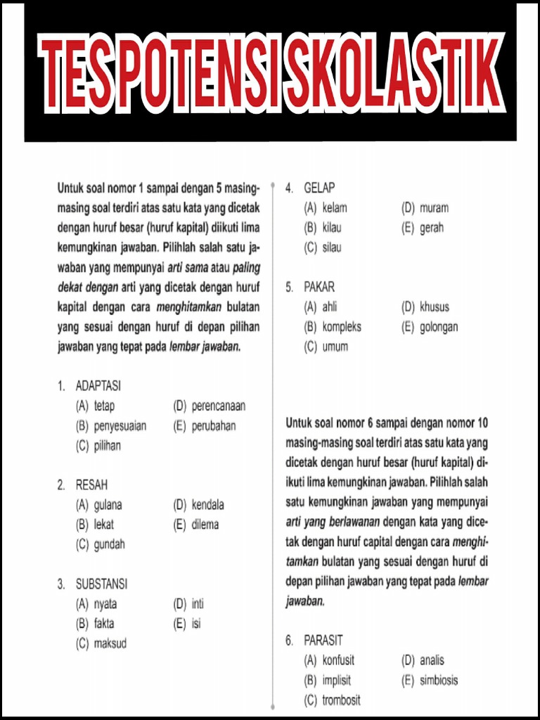 Tes Potensi Skolastik Pdf Guru Paud