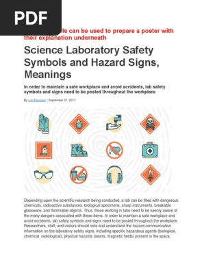 Science Laboratory Safety Symbols and Hazard Signs, Meanings