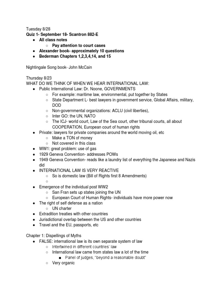 Notes On International Law | PDF | International Law | Treaty