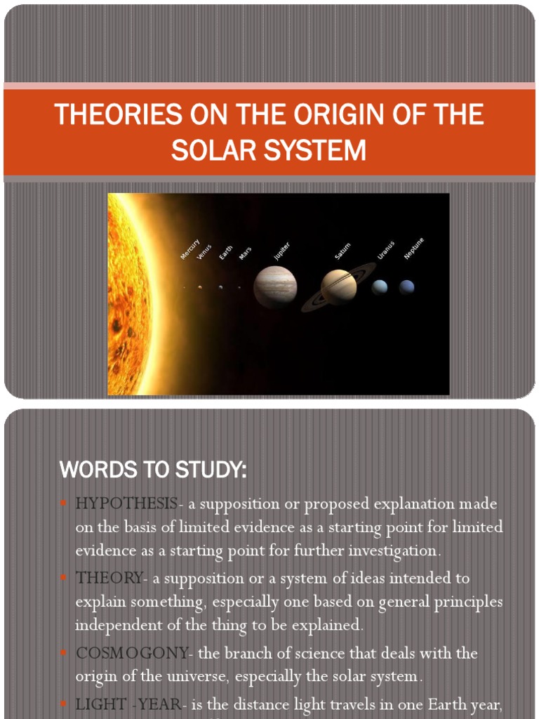 3 hypothesis of the origin of the solar system