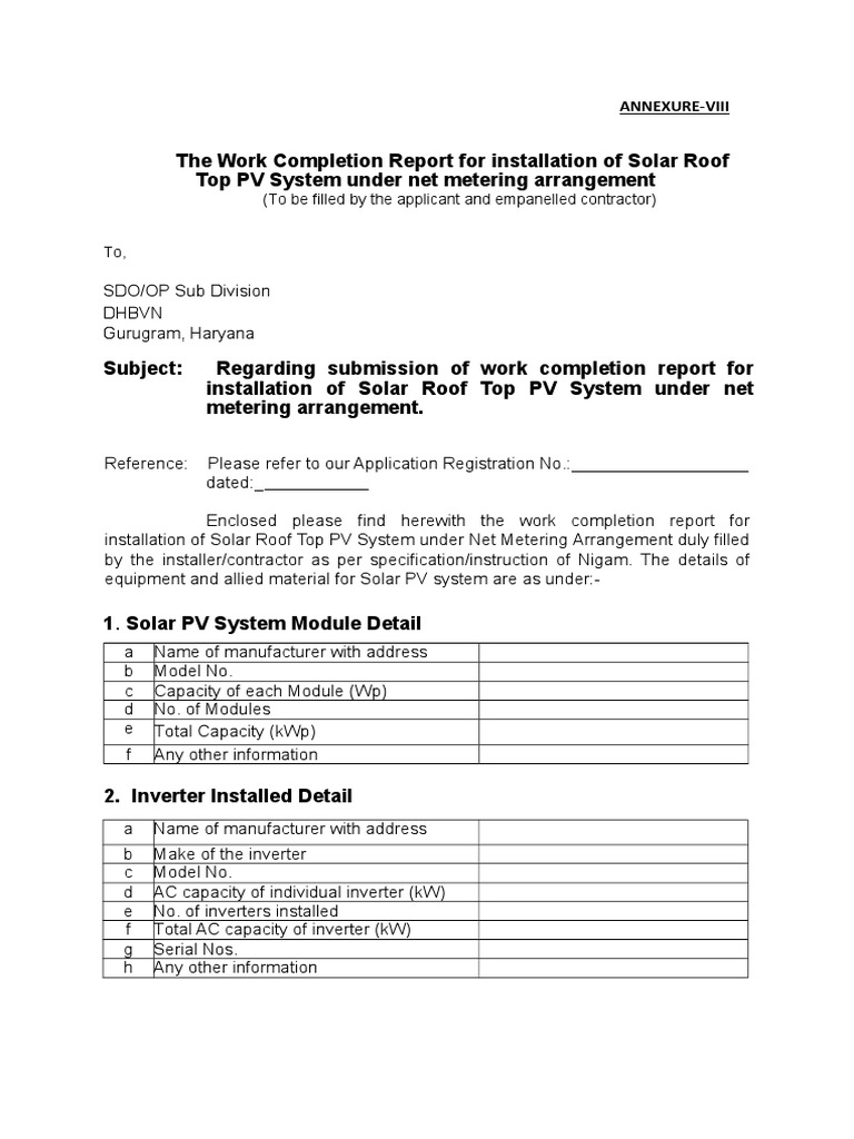 Solar Roof Top PV System Completion Report | PDF | Photovoltaic System ...