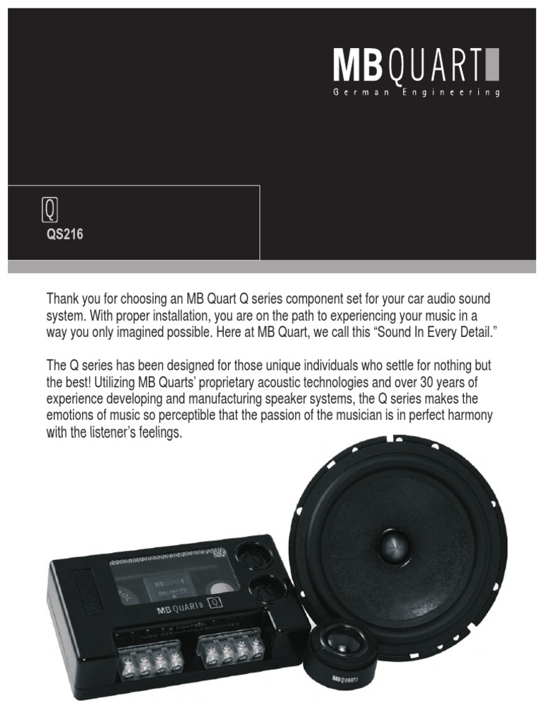 MB Quart QS216 Speaker Manual PDF Loudspeaker Sound Production Technology