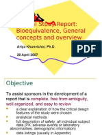 Clinical Study Report, Bioequivalence, General Concepts and Overview