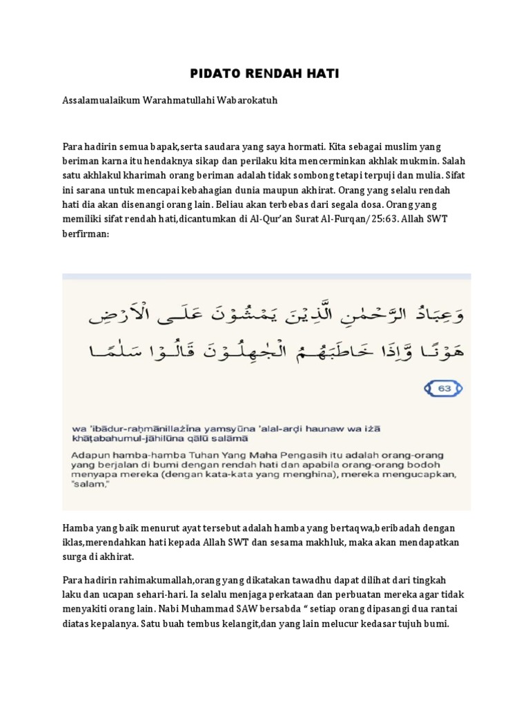 Pidato Rendah Hati