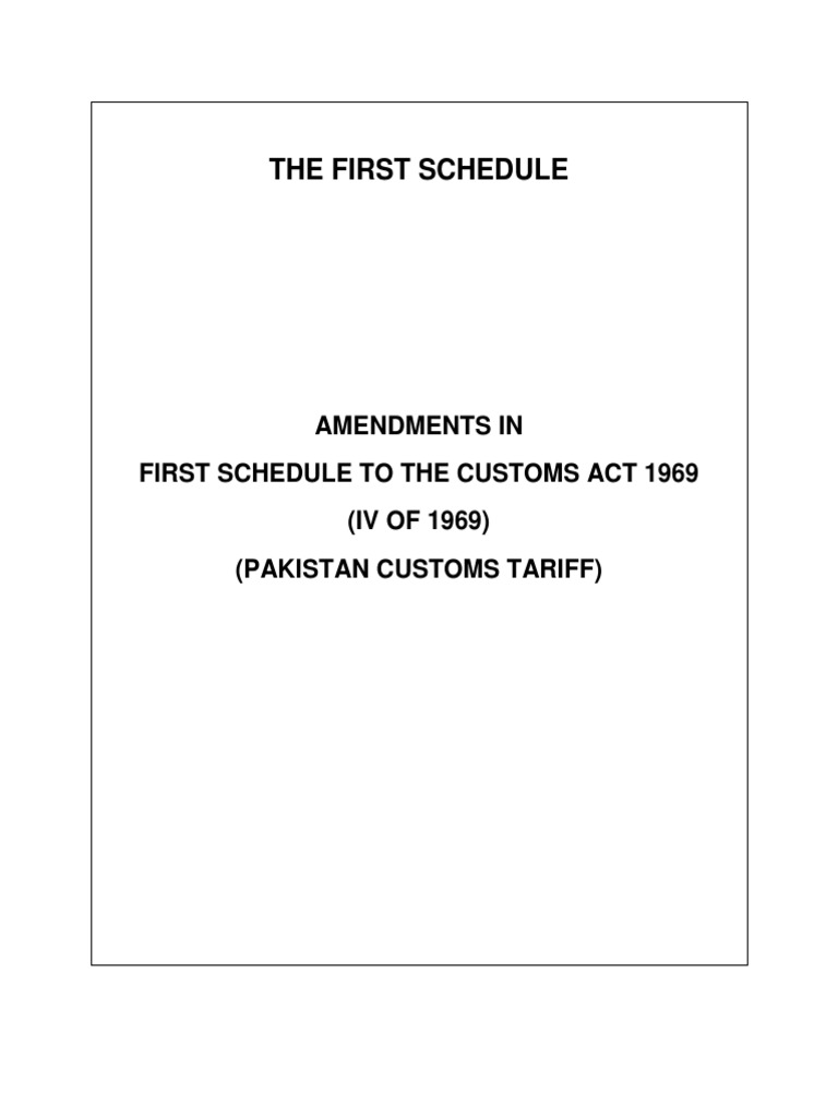 Changes in Pakistan Customs Tariff PDF Ester Oxide