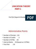Communication Theory PART-1: Prof (DR) Rajesh M Bodade