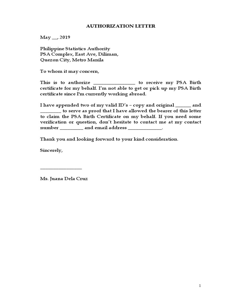 Authorization Letter PDF
