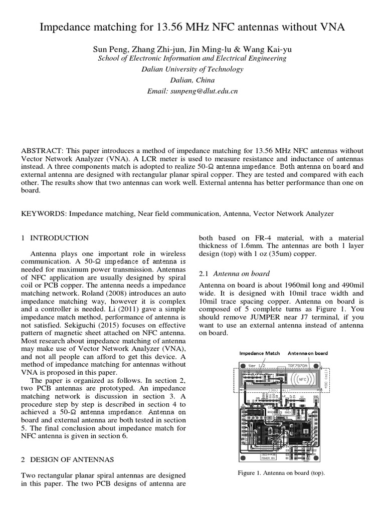 Impedance Matching for NFC Antennas | PDF | Antenna (Radio ...