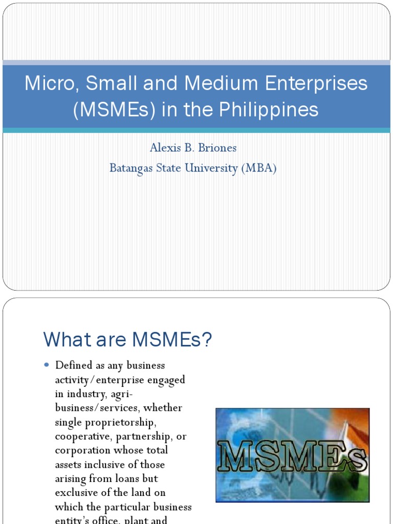 Micro, Small and Medium Enterprises (Msmes) in The Philippines | PDF ...