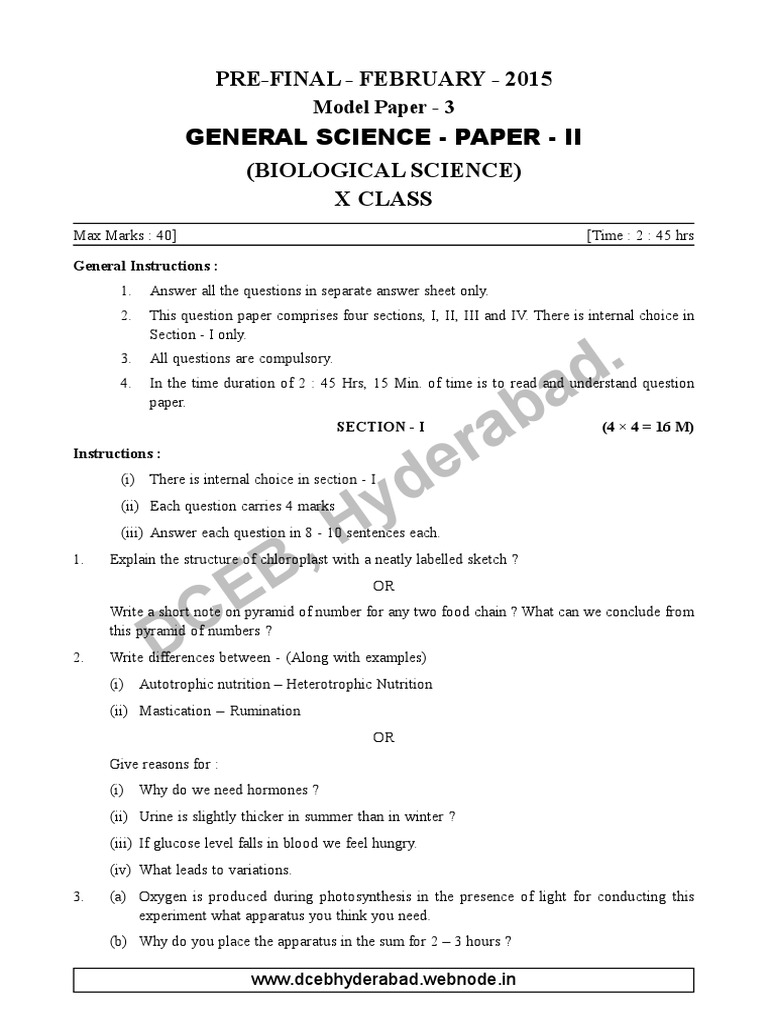 General Science - Paper - II (Set - 3) TM | PDF | Organ (Anatomy ...