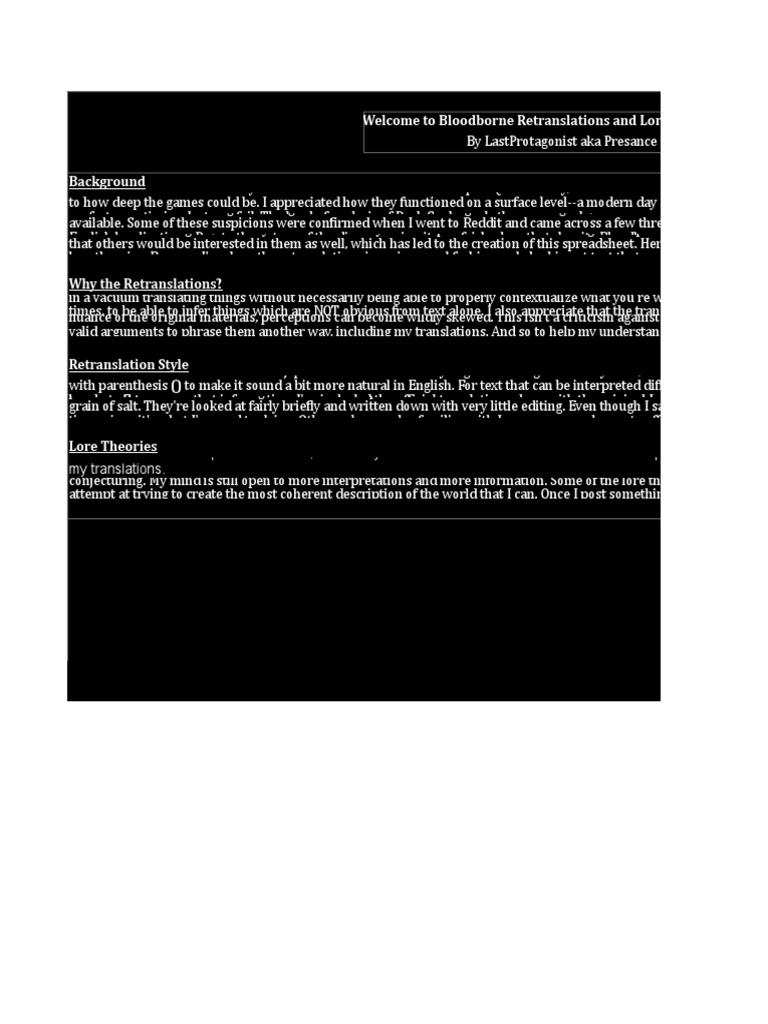 Bloodborne Lore And Retranslation Guide