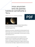 Astrônomos Anunciam Descoberta de Planeta Habitável Semelhante À Terra - Agência Brasil