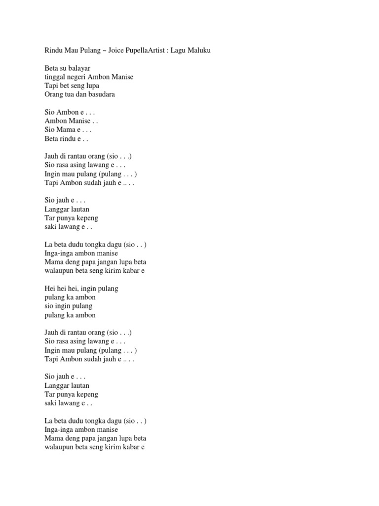 Lagu Ambon Lirik