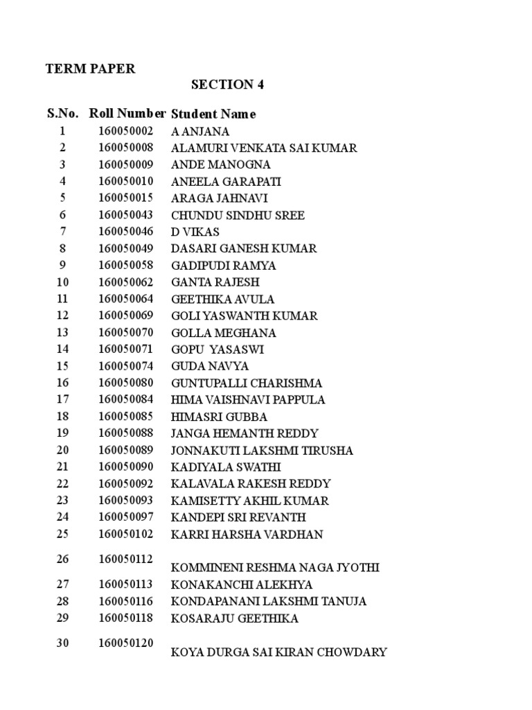 Student Roll Numbers & CGPA Data | PDF