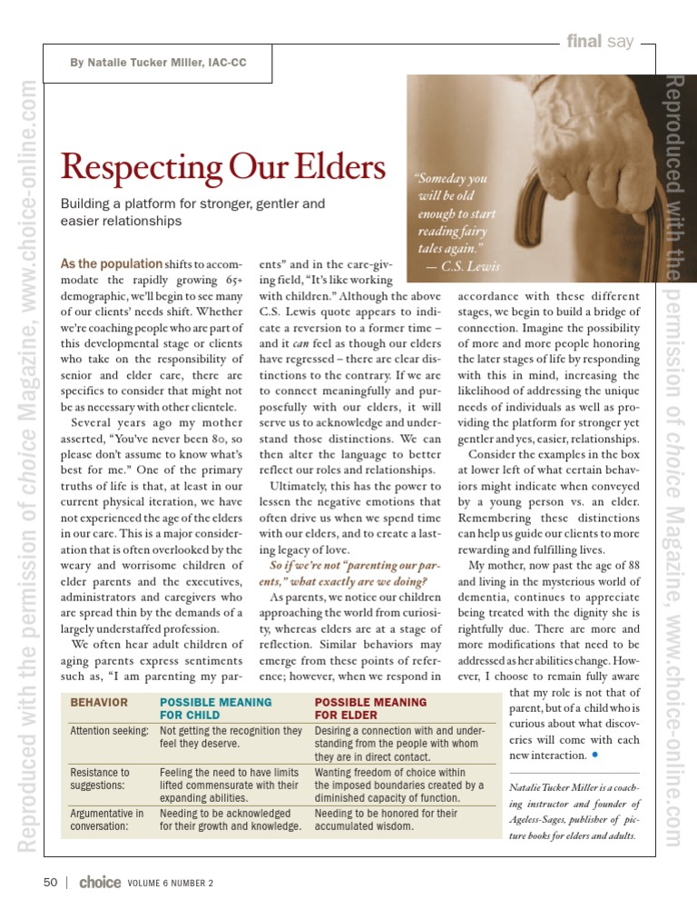 essay on respect our elders