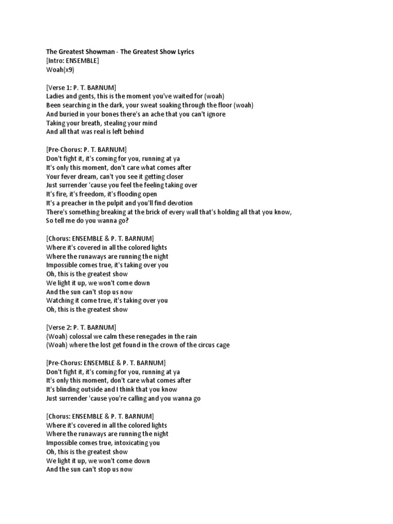 The Greatest Showman Moana Lyrics Moana 16 Film Nature