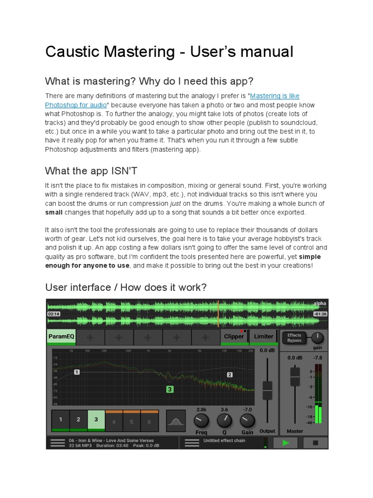 Caustic Mastering User's Manual What Is Mastering? Why Do I Need