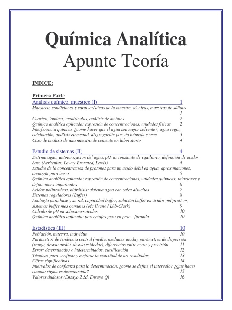 Quimica Analitica Y Quimica Analitica Aplicada Valoracion