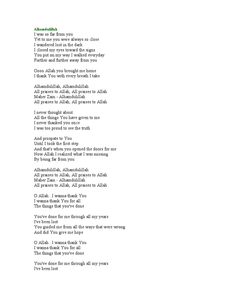 Lirik Lagu Maher Zain