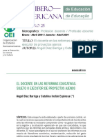 2011 El Docente en Las Reformas Educativas Sujeto o Ejecutor de Proyectos Ajenos