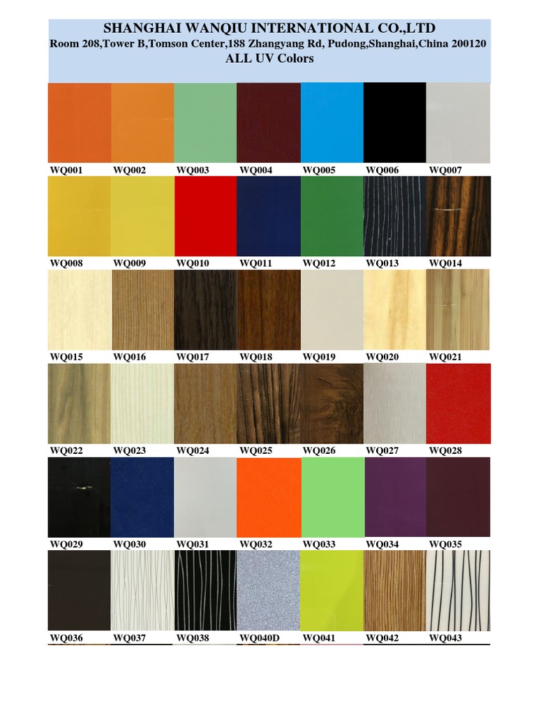 MDF Board Colour Chart Overview | PDF | Home & Garden