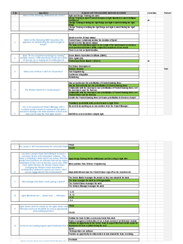 Agile Key With Answers Consolidated Scrum Software Development Agile Software Development