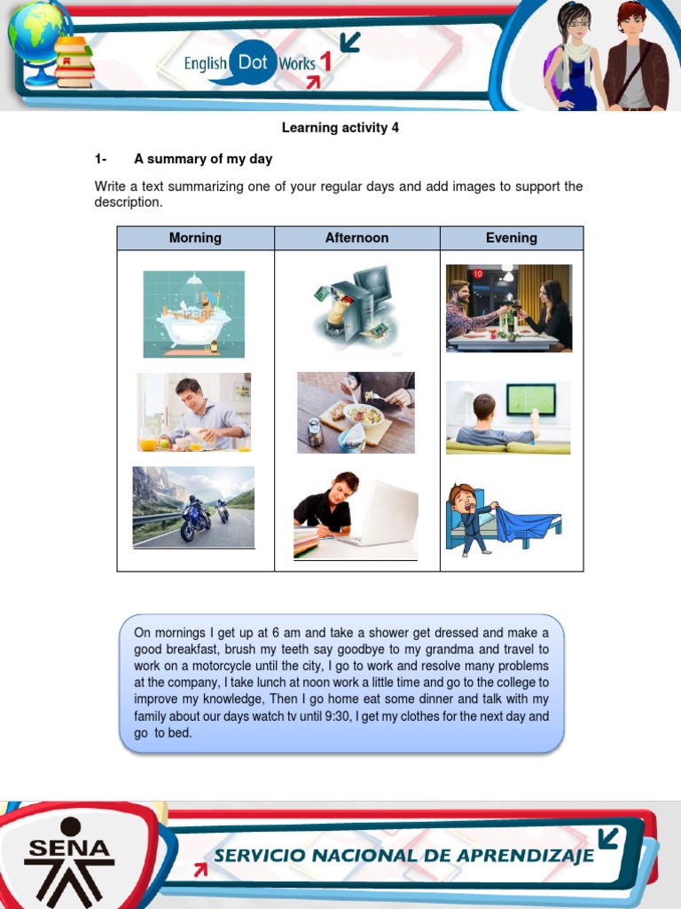 Learning Activity 4 1-A Summary of My Day | PDF