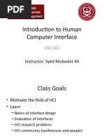 Introduction To Human Computer Interface: Instructor: Syed Mubashir Ali