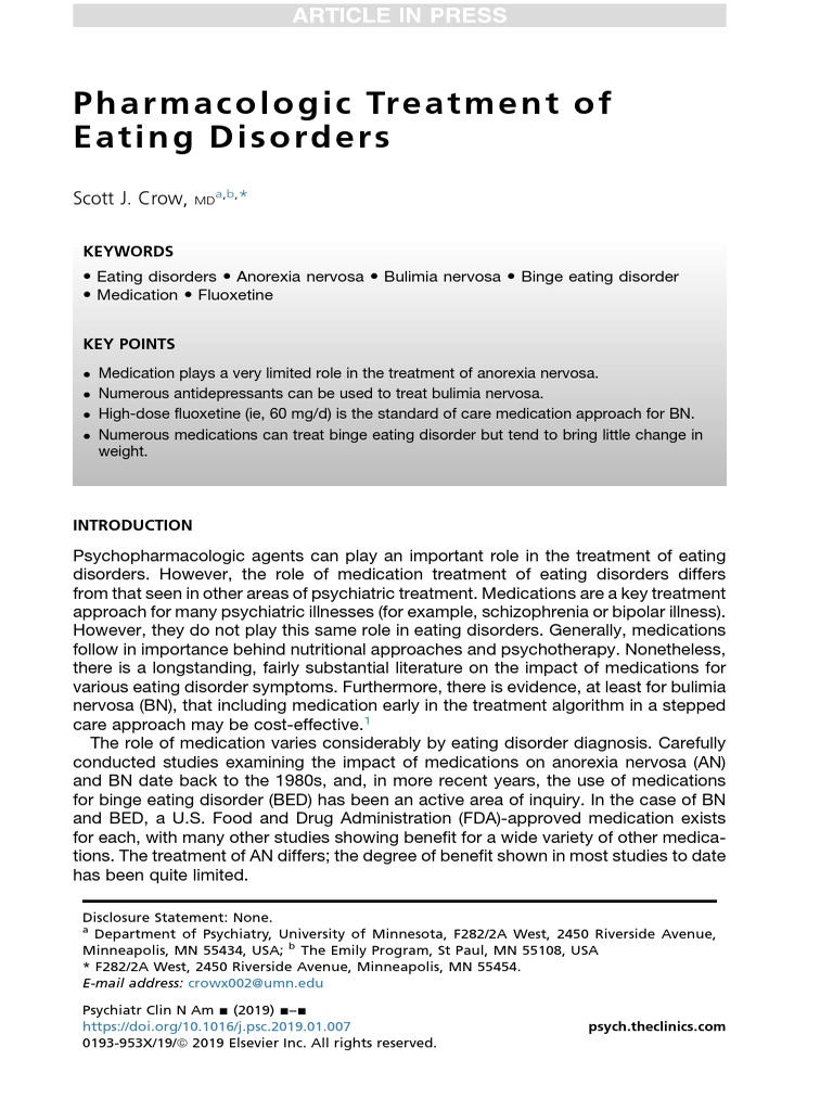 Medication Strategies for Eating Disorders | PDF | Binge Eating ...