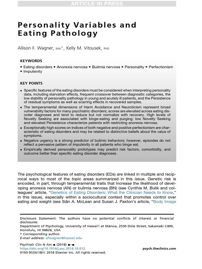 Personality Variables and 2018 | PDF | Perfectionism (Psychology ...