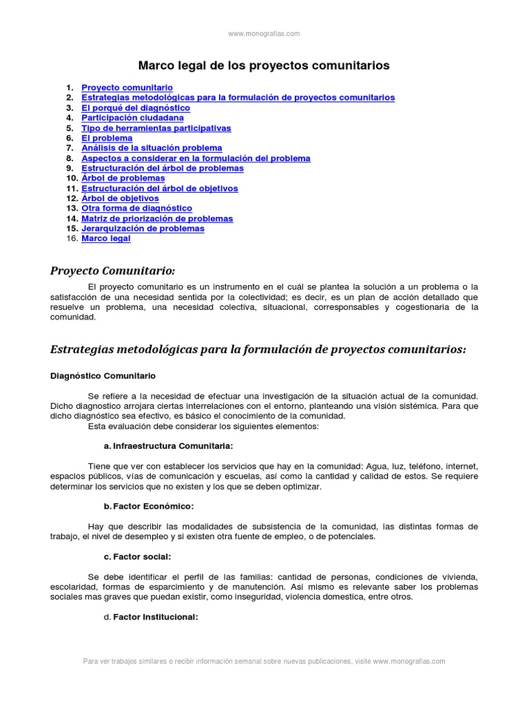 Marco Legal de Proyectos Comunitarios | PDF | Presupuesto