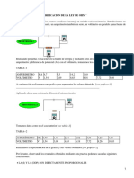 Pirmer Informe: Verificacion de La Ley de Ohm