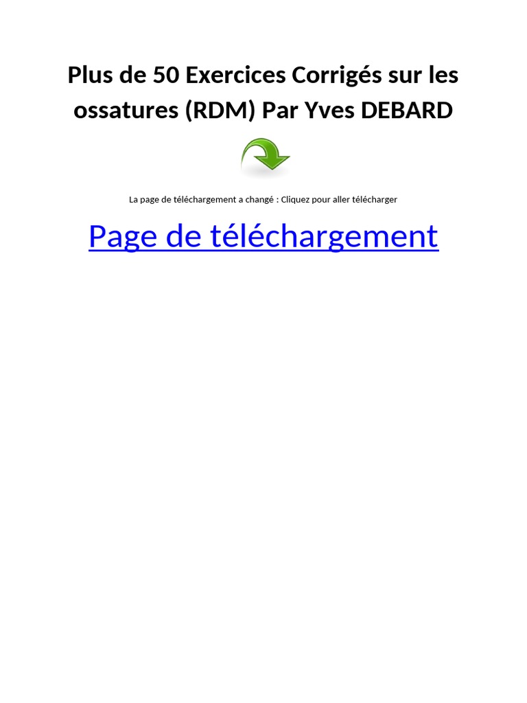 50 Exercices Corrigés Sur Les Ossatures (RDM) Par Yves DEBARD PDF | PDF