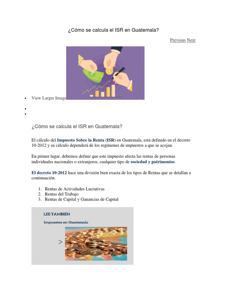 C mo Se Calcula El ISR En Guatemala PDF Impuesto Sobre La Renta 