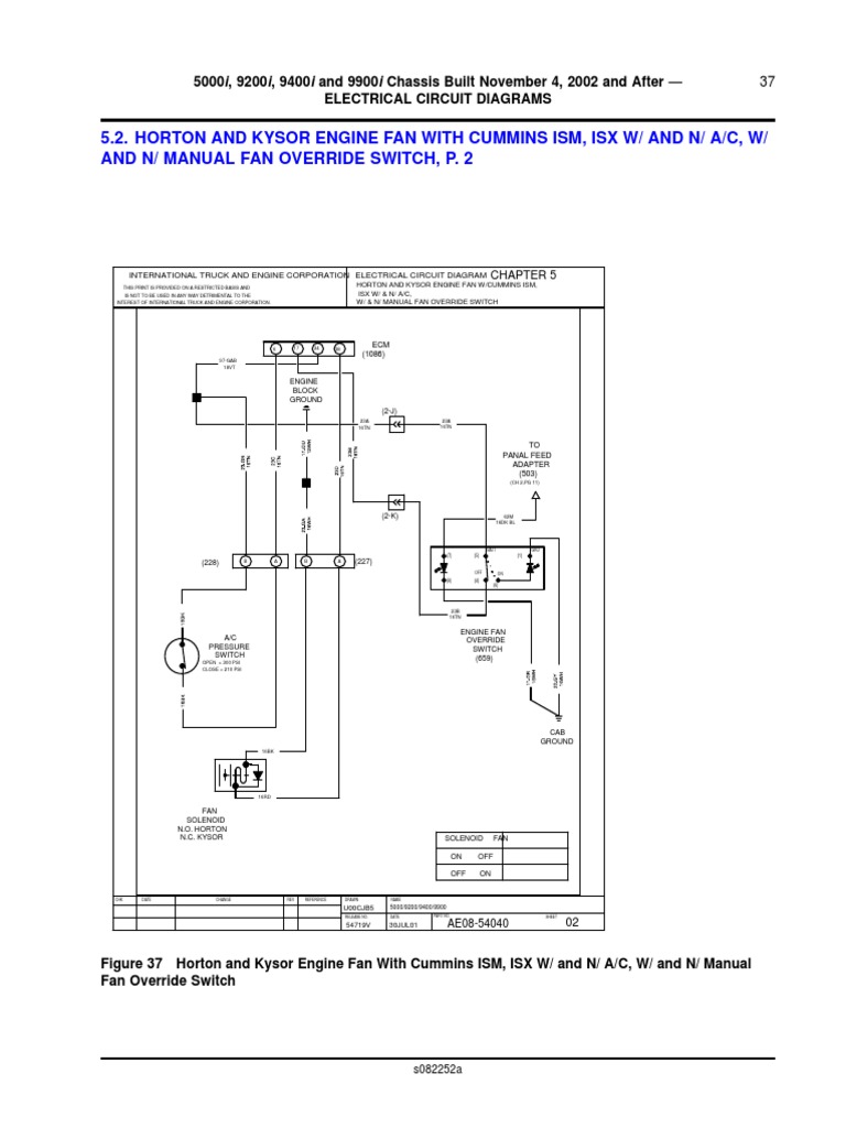 Circuit Diagram for Horton and Kysor Engine Fans on Cummins ISM and ISX