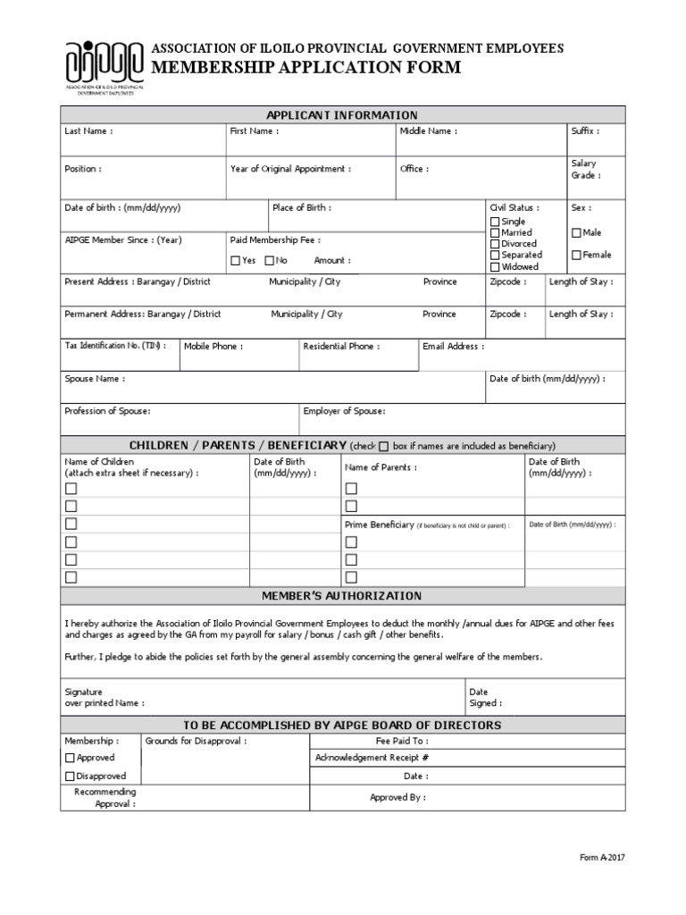 AIPGE Membership Application Form | PDF | Government Finances | Payments